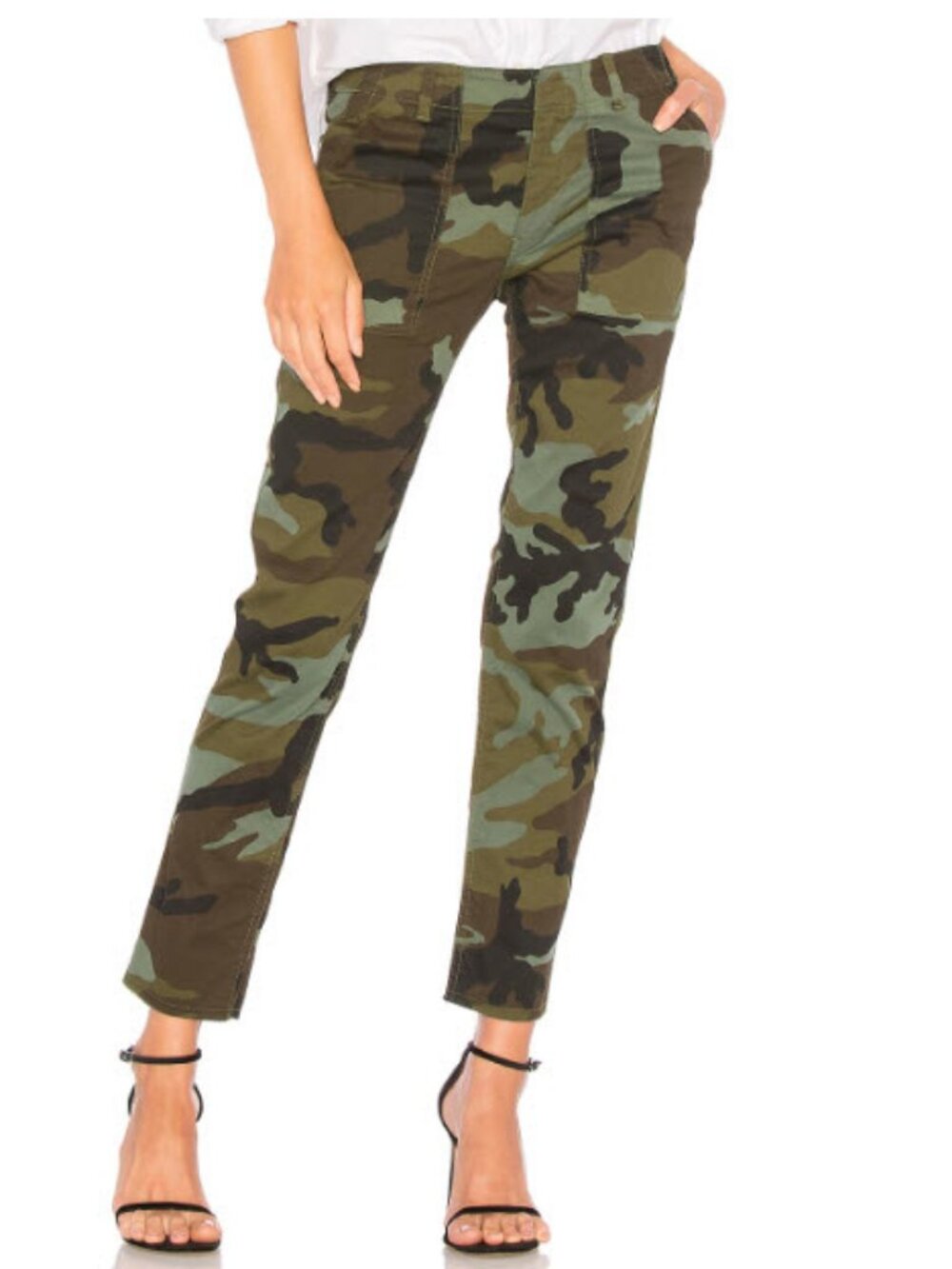 Womens Nili Lotan Fall Green Brown Camo (Item-96) Jenna Utility Pants 10